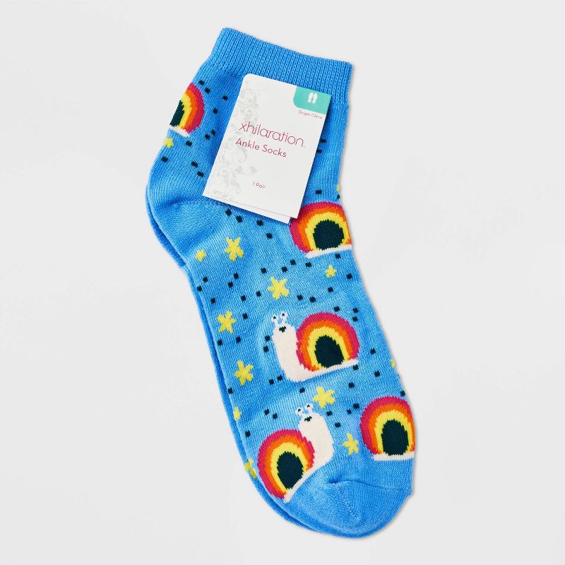 Women&#39;s Rainbow Snails Ankle Socks - Xhilaration&#8482; Blue 4-10, 2 of 4
