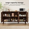 Lirago Brown Rattan Sideboard 39.37"x15.75"x39.37"3-Door Kitchen Storage Cabinet with Natural Texture for Dining Room and Living Space - 4 of 4