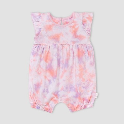Burt's Bees Baby® Girls' Spring Tie-Dye Bubble Romper - Light Pink 3-6M