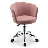 Costway Velvet Petal Shell Office Chair Adjustable Swivel Accent Vanity Armchair Yellow\Blue\Grey\Pink