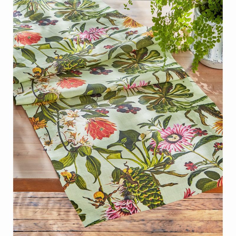 tagltd The Botanist's Garden Wildflower Print on Green Background Table Runner Décor Decoration,  72L x 18 W-in, 1 of 4