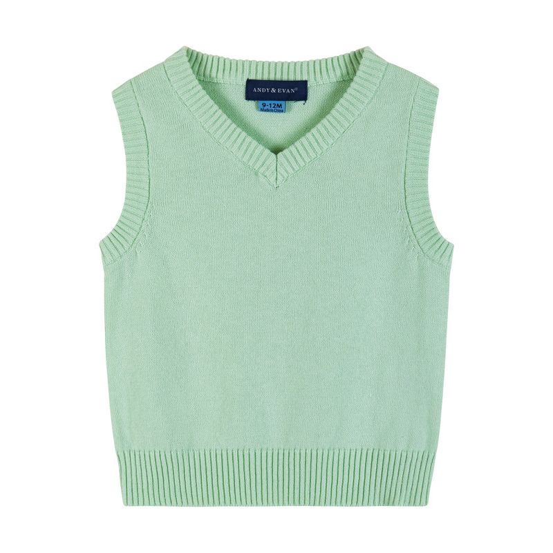 Andy & Evan  Infant  Light Green Plaid Sweater Vest Set, 3 of 5