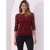INSPIRE CHIC Women's Floral Lace 3/4 Sleeve Crew Neck Casual Elegant Blouse - 4 of 4
