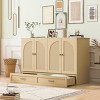Foldable Full Size Murphy Bed with Drawers and USB Port,Space-Saving Cabinet Bed with Rattan Doors-The Pop Home - 2 of 4