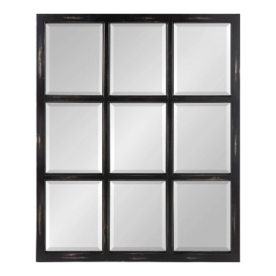 26" x 32" Hogan Windowpane Wall Mirror Black - Kate & Laurel All Things Decor