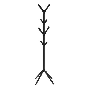 TiramisuBest Black Metal Free - Standing Coat Rack Hall Tree: 74" Tall with 11 Hooks, Ideal for Entryway & Bedroom, Contemporary Modern Design! - 1 of 4