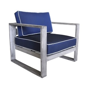 Courtyard Casual Driftwood Gray Teak Modern North Shore Outdoor Club Chair with Cushions - 1 of 4