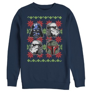 Men's Star Wars Ugly Christmas Empire Helmets Sweatshirt - 1 of 3