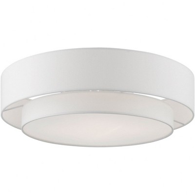 Meridian 22" Brushed Nickel Glass Drum Semi-Flush Mount