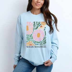 Simply Sage Market Women's Boho No Rain No Flowers Long Sleeve Garment Dyed Tee - 1 of 2