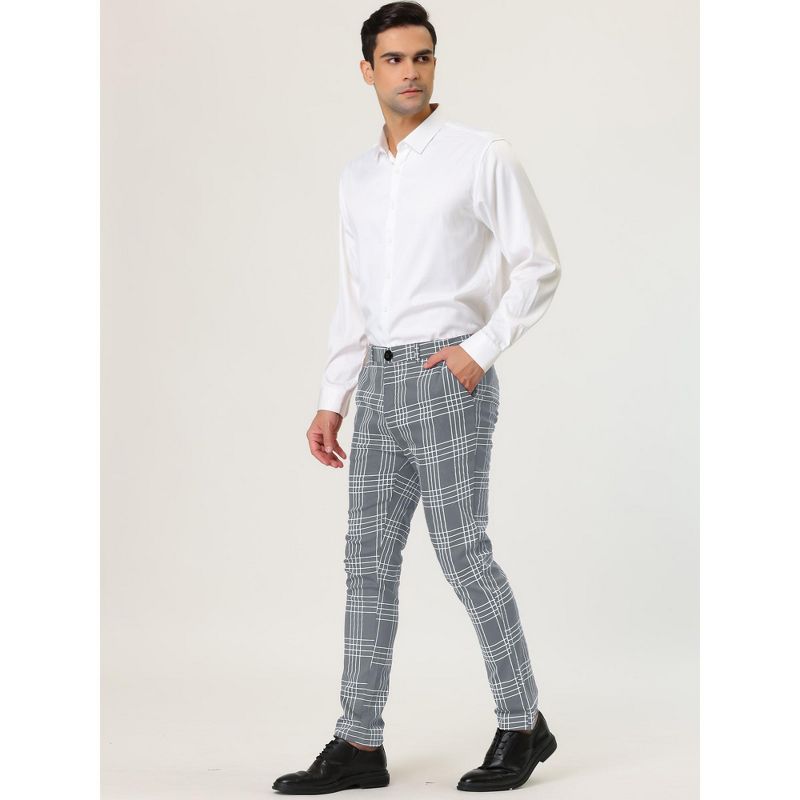 Lars Amadeus Men's Dress Plaid Formal Slim Fit Printed Business Checked Trousers, 4 of 7