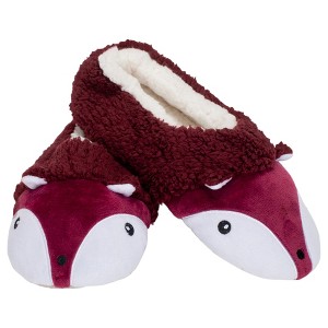 Elanze Designs Burgundy Fox Womens Animal Cozy Indoor Plush Lined Non Slip Fuzzy Soft Slipper - Large - 1 of 4