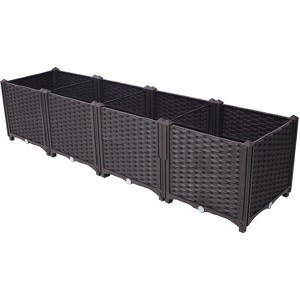 Grungis Square Planters for Outdoor Plants,Deep Raised Plastic Planter Boxes with Self-Watering Design for Vegetables Flowers Herbs - 1 of 4