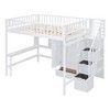 NicBex Full Size Loft Bunk Bed with Desk, Modern Wooden Bed Frame with Shelves, Wardrobe and Storage Stair for Bedroom - 3 of 4