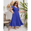 Plus Size Sleeveless Floral Hem Pocket Long Dress for Women Summer Casual Boho Maxi Dress - 3 of 4