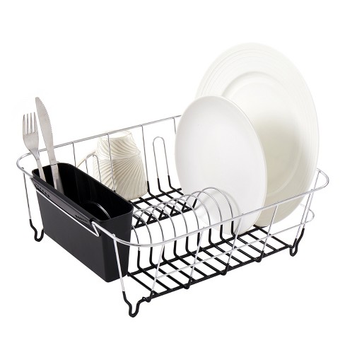 J&v Textiles Foldable Dish Drying Rack With Drainboard, Stainless Steel 2  Tier Dish Drainer Rack (gray) : Target