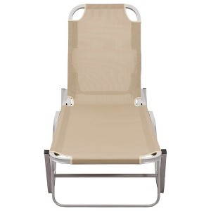 vidaXL Sun Lounger Black and Silver Aluminium, Textilene Standard - Cream - 1 of 4
