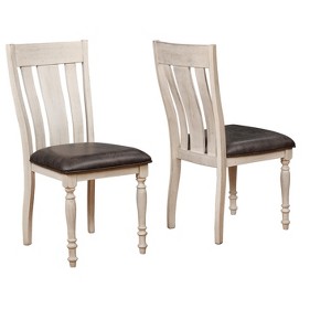 Roundhill Furniture Arch Turned Leg Dining Chair, Weathered Oak, Set of 2 - 1 of 4