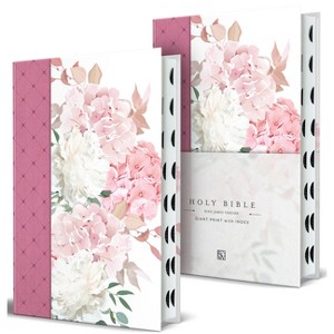 KJV Holy Bible, Giant Print Large Format, Hardcover Pink with Flowers with Ribbon Marker, Red Letter, and Thumb Index - by  King James Version - 1 of 1