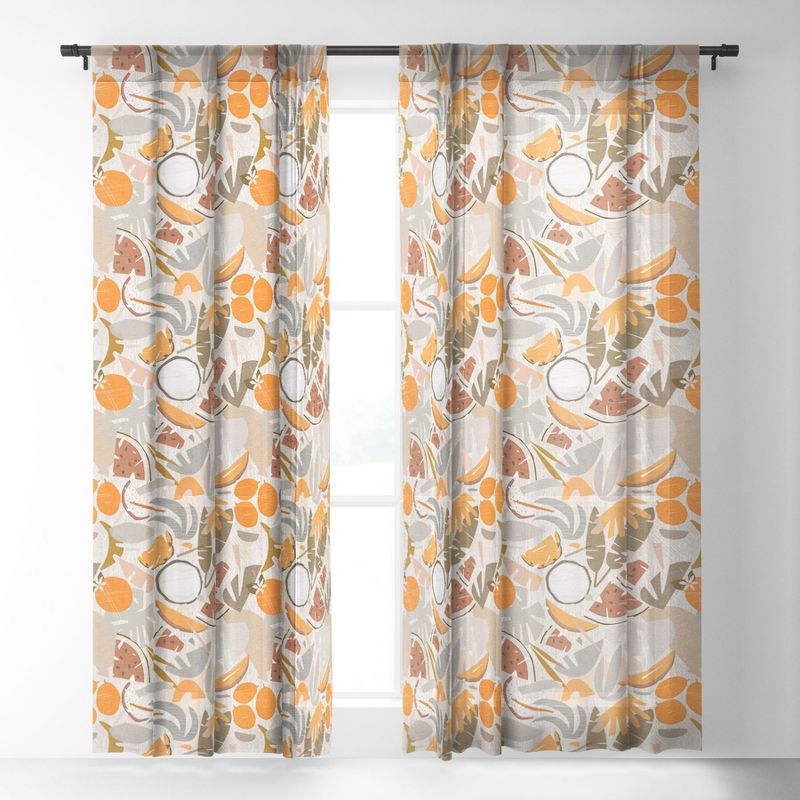 Evamatise Tiki Picnic Mid Century Modern Single Panel Sheer Window Curtain - Deny Designs, 2 of 7