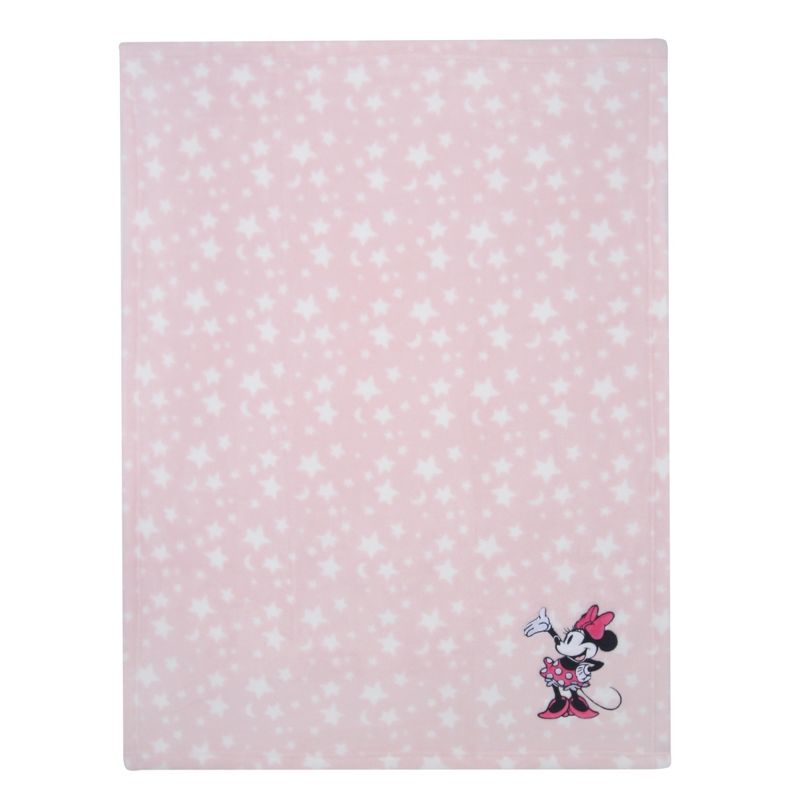 Lambs & Ivy Disney Baby Minnie Mouse Stars Pink Soft Fleece Baby Blanket, 2 of 5