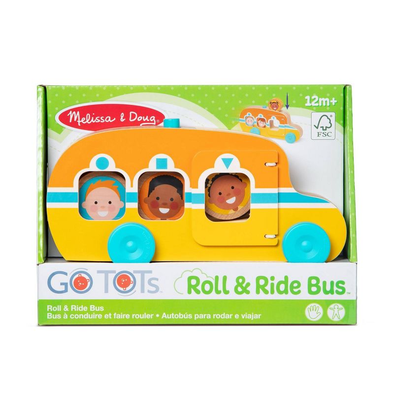 Melissa &#38; Doug GO Tots Wooden Roll &#38; Ride Bus with 3 Disks, 4 of 17