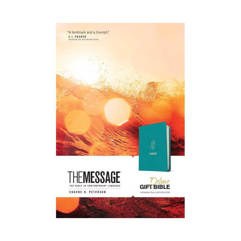 The Message Deluxe Gift Bible (Leather-Look, Hosanna Teal) - by  Eugene H Peterson (Leather Bound), 1 of 2
