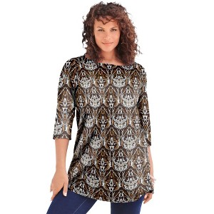 Roaman's Women's Plus Size Boatneck Ultimate Tunic With Side Slits - 1 of 4