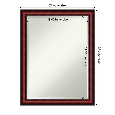Rubino Cherry Beveled Wood Bathroom Vanity Mirror