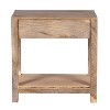 Benzara 22" Side Table with Rattan Front Drawer and Open Shelf Mango Wood Frame Brown - 4 of 4
