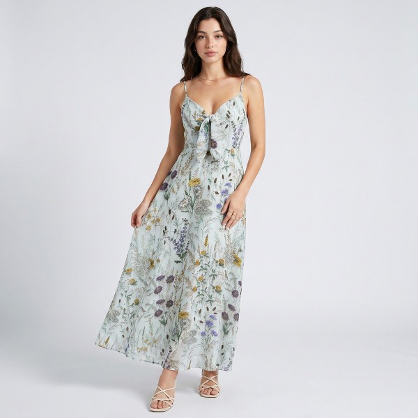 Vestido maxi con estampado floral y tirantes ajustables para mujer - Anna-Kaci 2