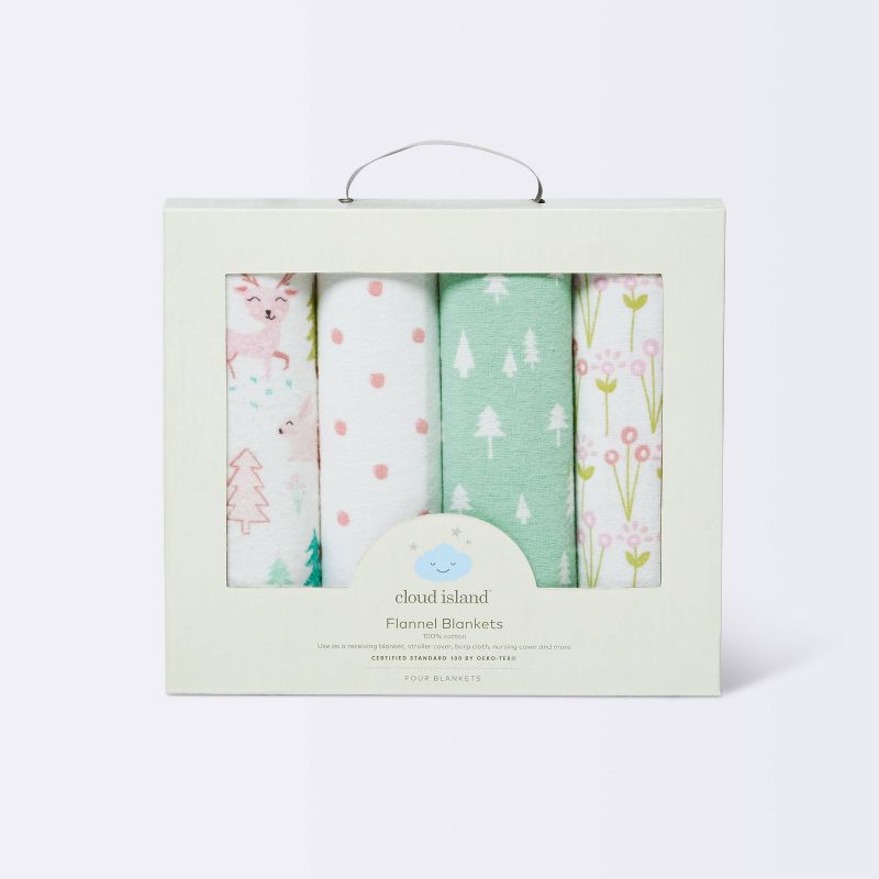 Flannel Baby Blankets Forest Frolic 4pk - Cloud Island&#8482; Pink, 4 of 5