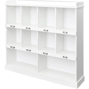 Tall 10-Cube Bookcase, Free Standing Vintage Industrial Bookshelf, DIY Storage Rack Organizer for Living Room, Home Office, White - 1 of 4