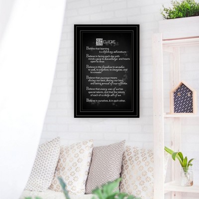 ChicFurnit Wall Art Believe Framed Print Inspirational Black Frame for Living Room, Multicolor, 10"*1"*14"