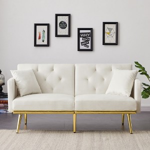 NicBex Luxury Loveseat,Modern Small Velvet Loveseat Sofa with Tufted Back & Metal Legs,2-Seater Couch for Living Room - 1 of 4