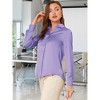 INSPIRE CHIC Women's Elegant V Neck Long Sleeve Office Work Satin Shirt - 2 of 4