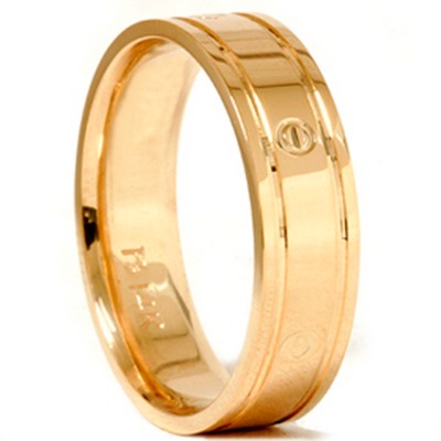 Pompeii3 14K Yellow Gold Mens 6mm Comfort Fit Wedding Band