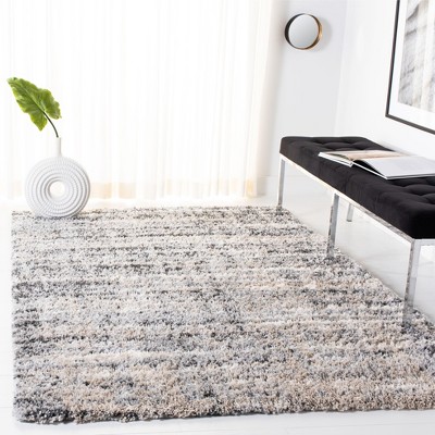Fontana Gray and Ivory Shag Synthetic Area Rug