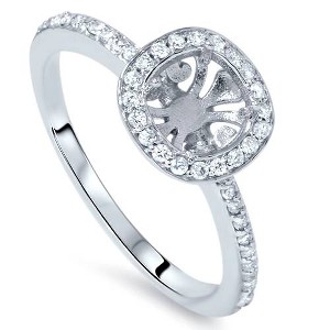 Pompeii3 1/3ct Cushion Halo Engagement Ring Setting 14K White Gold - 1 of 2