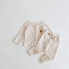 MyKids-USA Baby Cartoon Bear Embroidered Graphic Button Front Waffle Knitted Cardigan Combo Pants Sets - 3 of 4