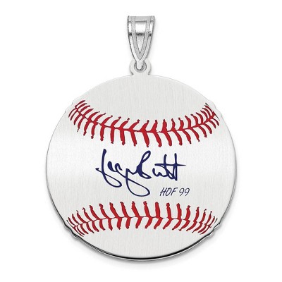 Black Bow Jewelry Sterling Silver George Brett Signature MD Enamel Baseball Pendant