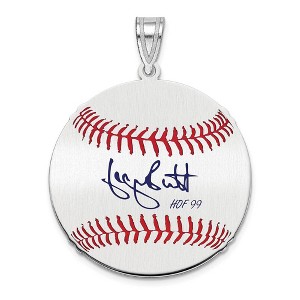 Black Bow Jewelry Sterling Silver George Brett Signature MD Enamel Baseball Pendant - 1 of 4