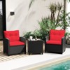 Tangkula 3 PCS Patio Furniture Set w/Tempered Glass Coffee Table Washable Cushions - 3 of 4