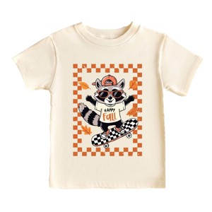 Happy Fall Racoon Skater - Youth Short Sleeve Graphic T-Shirt and Toddler Short Sleeve Graphic T-Shirt - 1 of 4