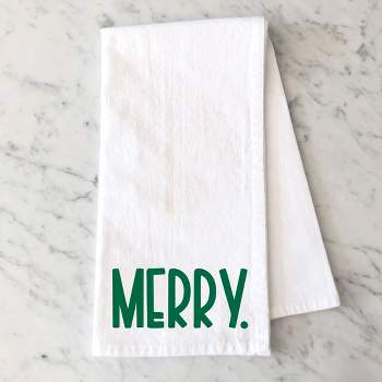 City Creek Prints Merry Bold Word Tea Towels - White