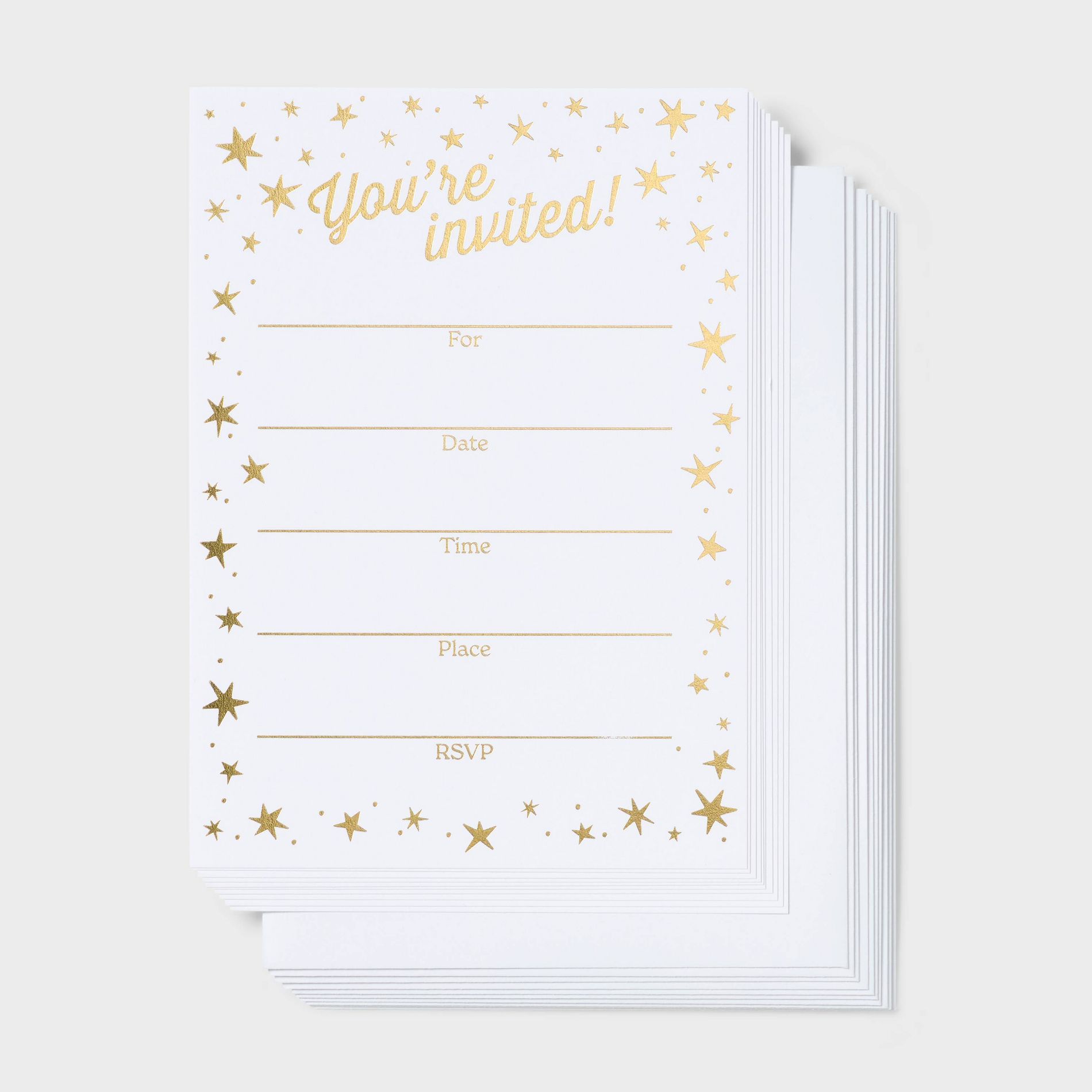10ct Invitations You're Invited Gold Stars - Spritz™