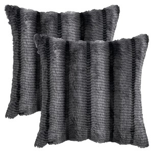 REGALWOVEN Fade-Resistant Plush Striped Luxury Series Soft Fluffy Modern Throw Pillow Covers 2 Pcs - 1 of 4