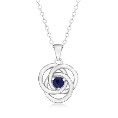 Ross-Simons 0.20 Carat Sapphire Love Knot Pendant Necklace in Sterling Silver Size 18
