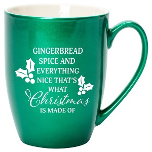 Elanze Designs Gingerbread Spice And Everything Nice That's What Christmas Is Made Of Emerald Green 10 ounce New Bone China Coffee Cup Mug - 1 of 4