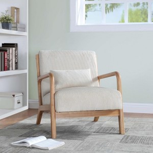 RISOKEYS Mid-Century Modern Accent Chair with Pillow: Stylish Corduroy Upholstery & Easy Assembly - for Living Room, Bedroom, Balcony Decor - 1 of 4